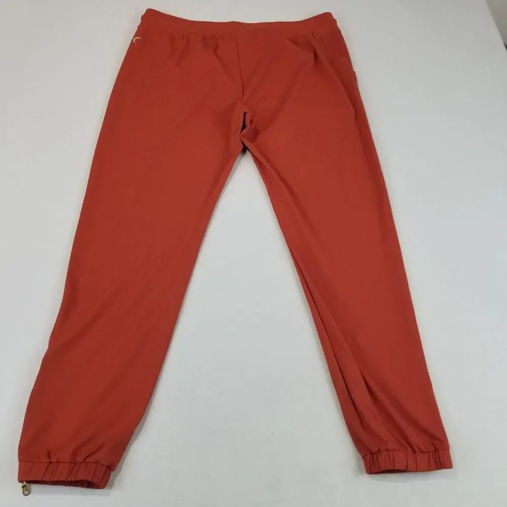Zyia Active Pants Womens XL Orange Rust Joggers Zip Ankles Stretch